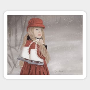 Girl with Ice Skates Sticker